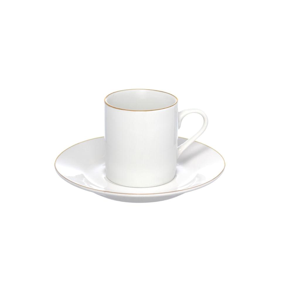 Xícara para Café com Pires de Porcelana Royal Branco 90 ml 4 Peças Hauskraft - 1