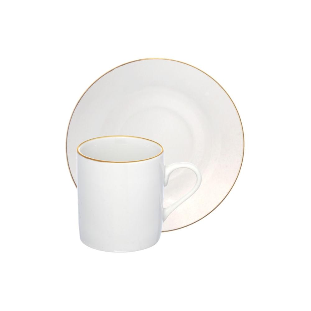 Xícara para Café com Pires de Porcelana Royal Branco 90 ml 4 Peças Hauskraft - 2