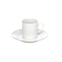 Xícara para Café com Pires de Porcelana Royal Branco 90 ml 4 Peças Hauskraft - 1