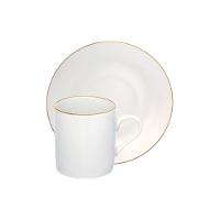 Xícara para Café com Pires de Porcelana Royal Branco 90 ml 4 Peças Hauskraft - 2