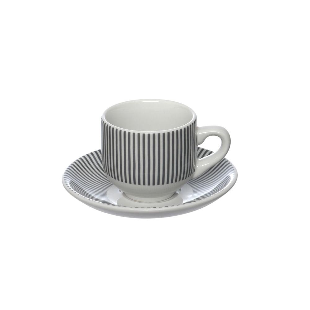 Xícara para Café com Pires de Porcelana Lisboa 80 ml 6 Peças Hauskraft - 1