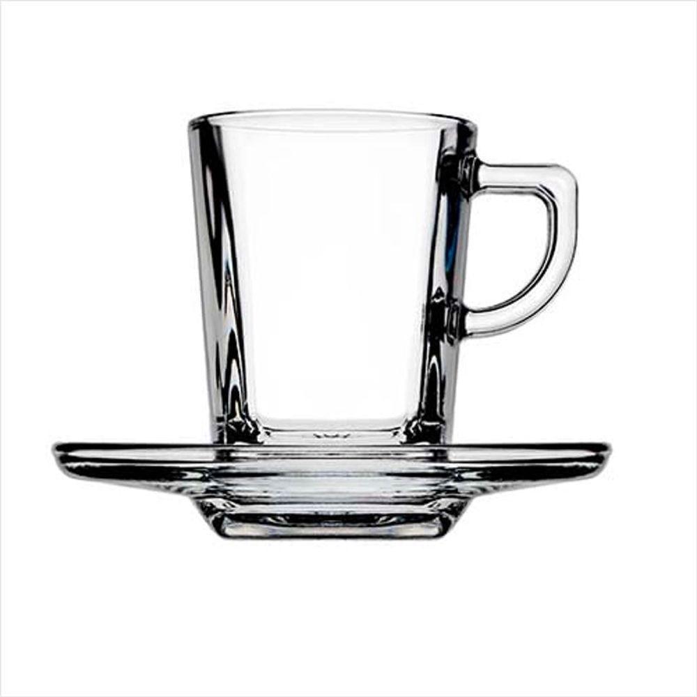 Jogo De 6 Xícaras 72Ml Com Pires - Carre - Pasabahçe - 1