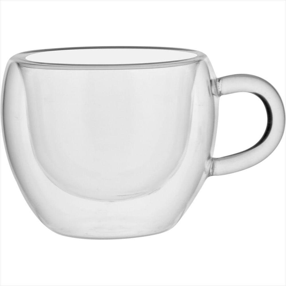 Xícara Café Parede 6 Peças Transparente 75ml Clear Borosilicato 6x9x7cm - NH - 1