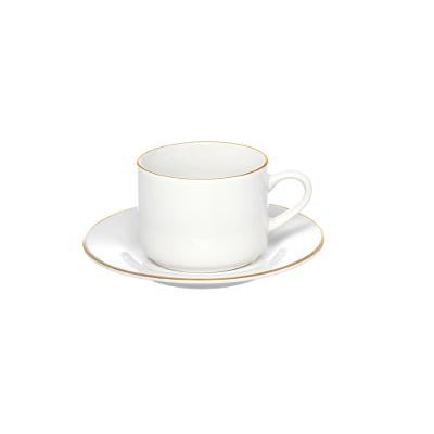 Xícara para Chá com Pires de Porcelana Royal Branco 250 ml 4 Peças Hauskraft