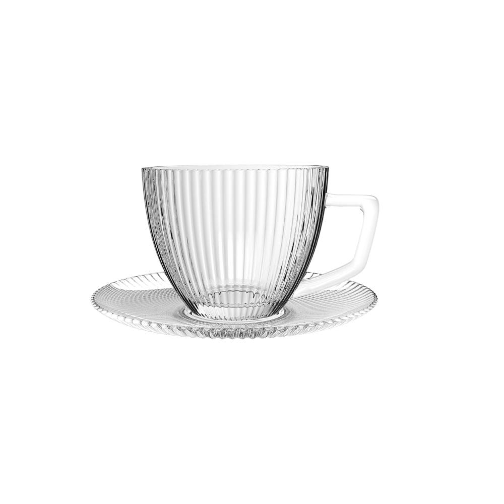 Xícara Café com Pires de Vidro Graffiato 90 ml 6 Peças - 1