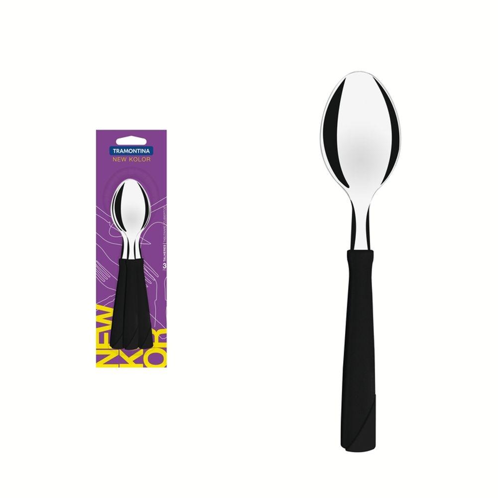 Conjunto Colher Mesa Inox 3 Peças New K Preto Tramontina - 1
