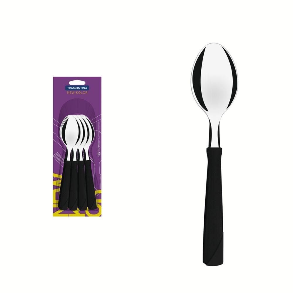 Conjunto Colher Mesa Inox 12 Peças New Preto Tramontina - 1