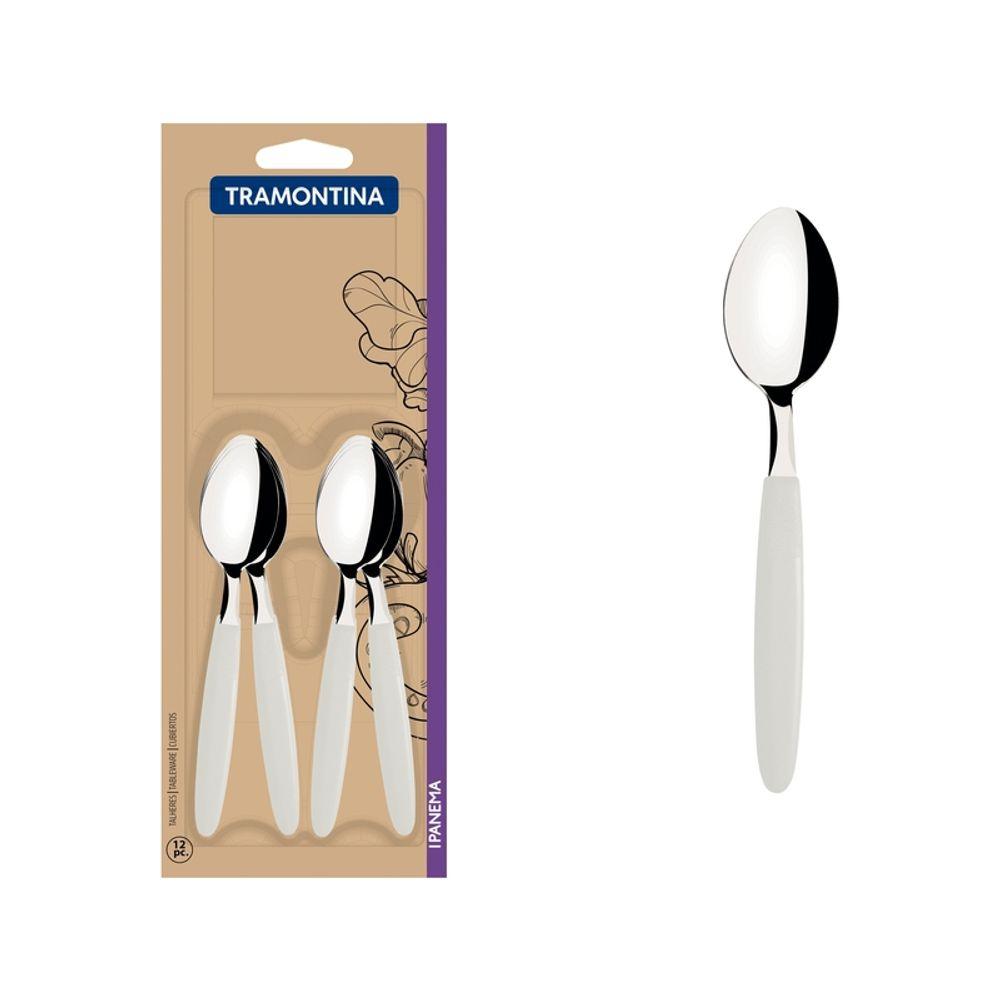 Conjunto Colher Cha Inox  12 Peças  Ipanema Branco Tramontina - 1