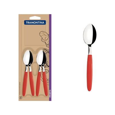 Conjunto Colher Cha Inox  12 Peças  Ipanema Vermelho Tramontina