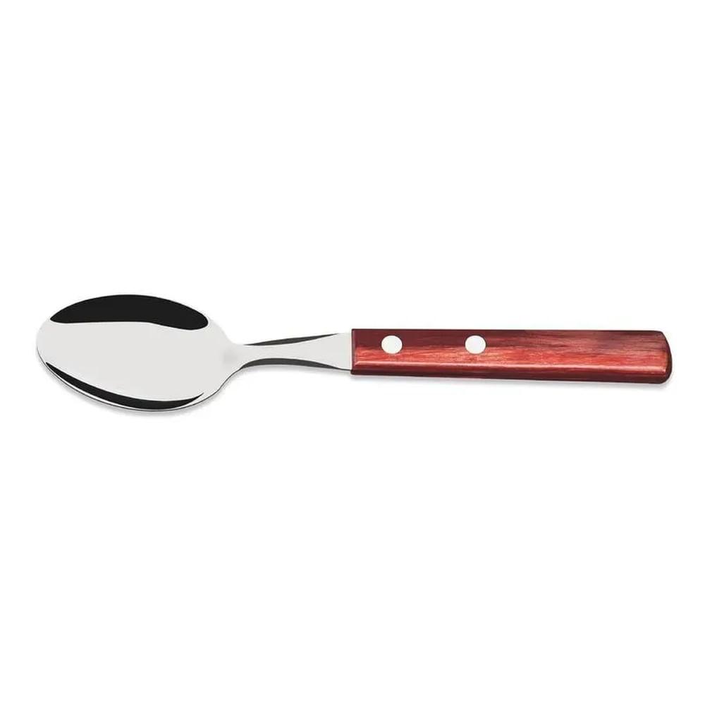 Colher Sobremesa Inox Polywood Vermelho Tramontina - 1