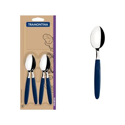 Conjunto Colher Cha Inox  12 Peças  Ipanema Azul Tramontina