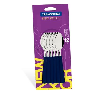 Conjunto Colher Cha Inox 12 Peças New K Azul Tramontina