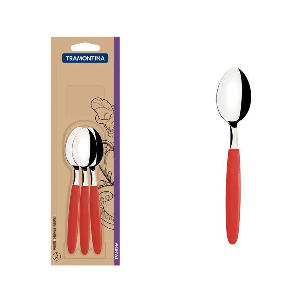 Conjunto Colher Cha Inox 3 Peças Ipanema Vermelho Tramontina - 1