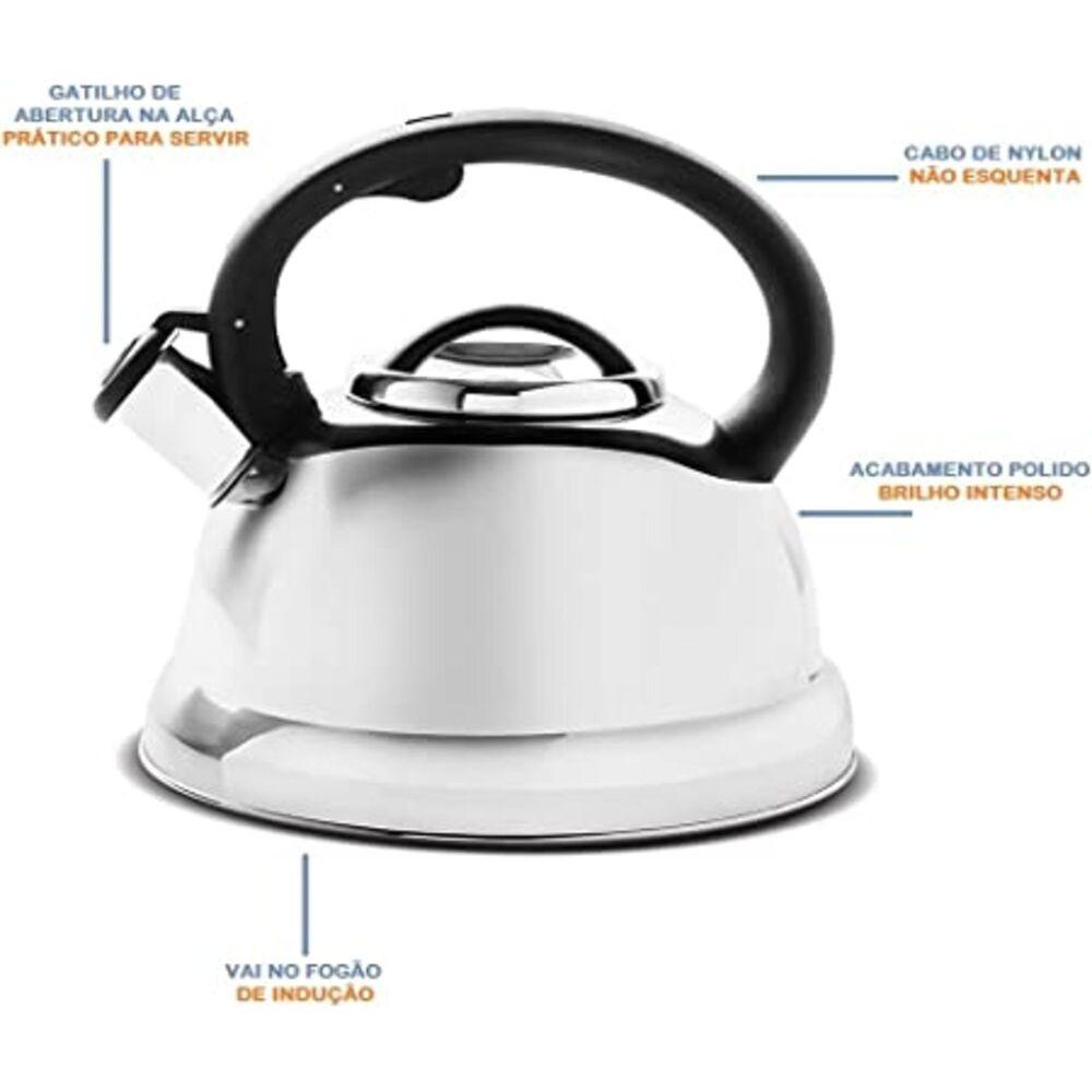 Chaleira 2,7L com Apito Roma Inox Brinox - 5