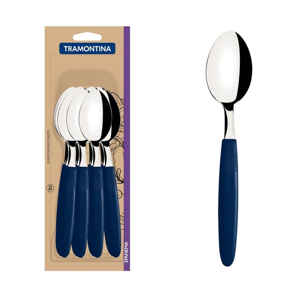 Conjunto Colher Mesa Inox 12 Peças Ipanema Azul Tramontina - 1