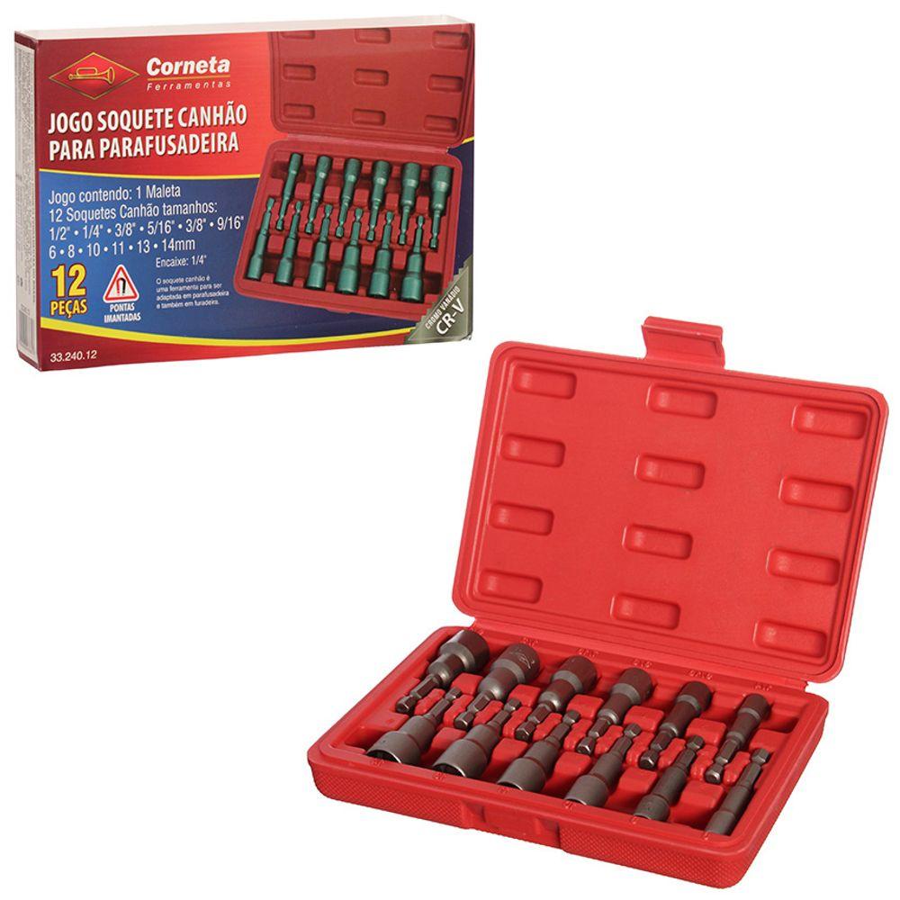 Jogo Soquete Canhão 12 Peças Corneta - 1