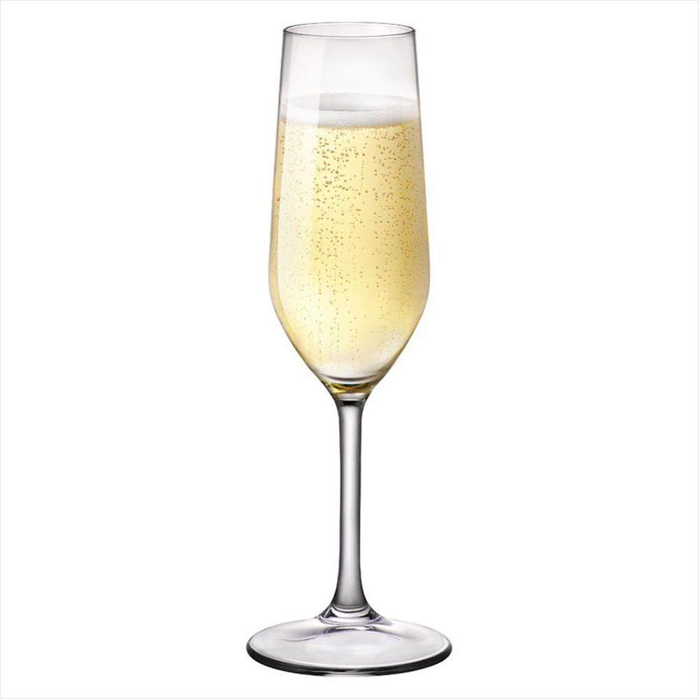 conjunto de Taças de Champanhe Cristal Transparente 200ml 6 Peças - Bormioli Rocco Riserva - 1