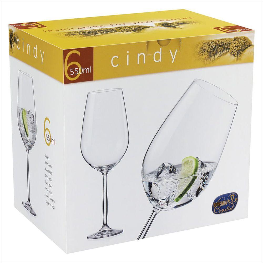 Taça Água 6 Peças Cristal Transparente 550ml Bohemia Cindy 26x9x9cm - 2