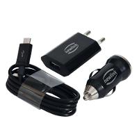 Kit Carregadores Micro Usb Automotivo E Tomada Newlink Kt100 Preto - 1