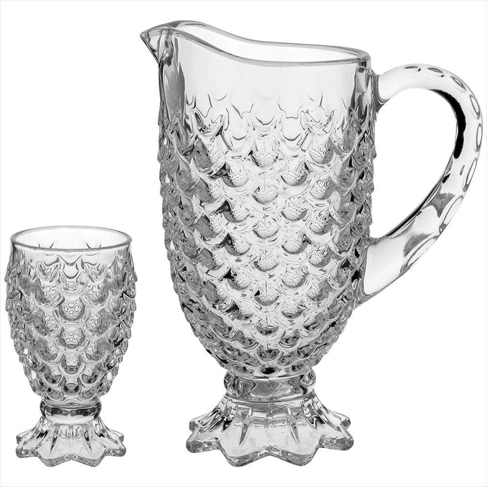 Jogo Jarra/Copos 7 Peças Vidro Transparente 1,3 Litros/220 ml Maurícia - 1