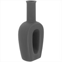 Garrafa Decorativa 25x11x6cm Cerâmica Cinza Bella - NH - 1