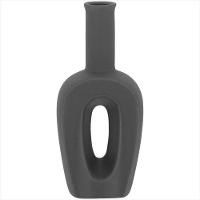 Garrafa Decorativa 25x11x6cm Cerâmica Cinza Bella - NH - 2