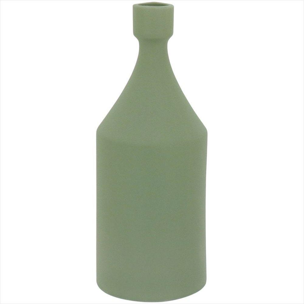 Garrafa Decorativa 23X9X9Cm Cerâmica Verde Emma - NH - 1