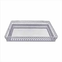 Bandeja Espelhada Retangular Inox Prata - Adely Decor - 1