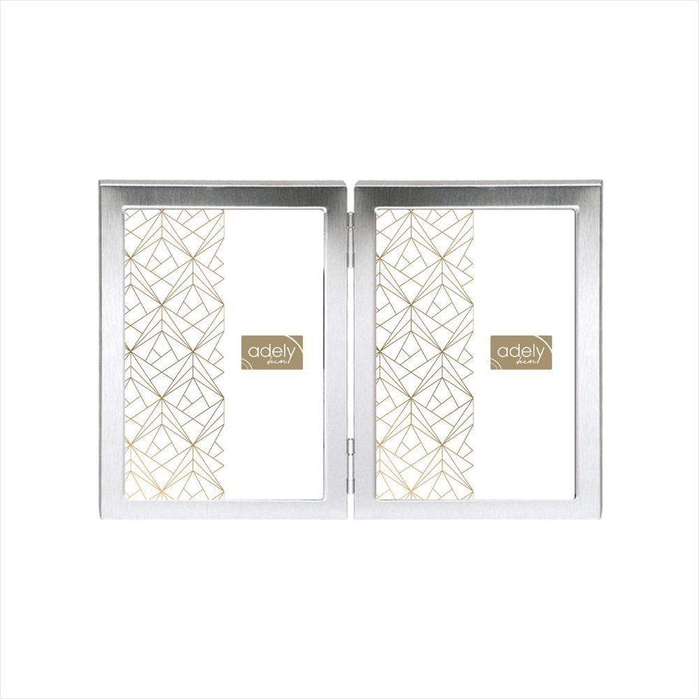 Porta-Retrato 13X18 Escovado - Cinza Com Escovado Pretos - Adely Decor - 1