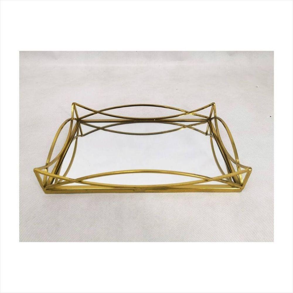 Bandeja Espelhada Dourada Retangular Adely - 2