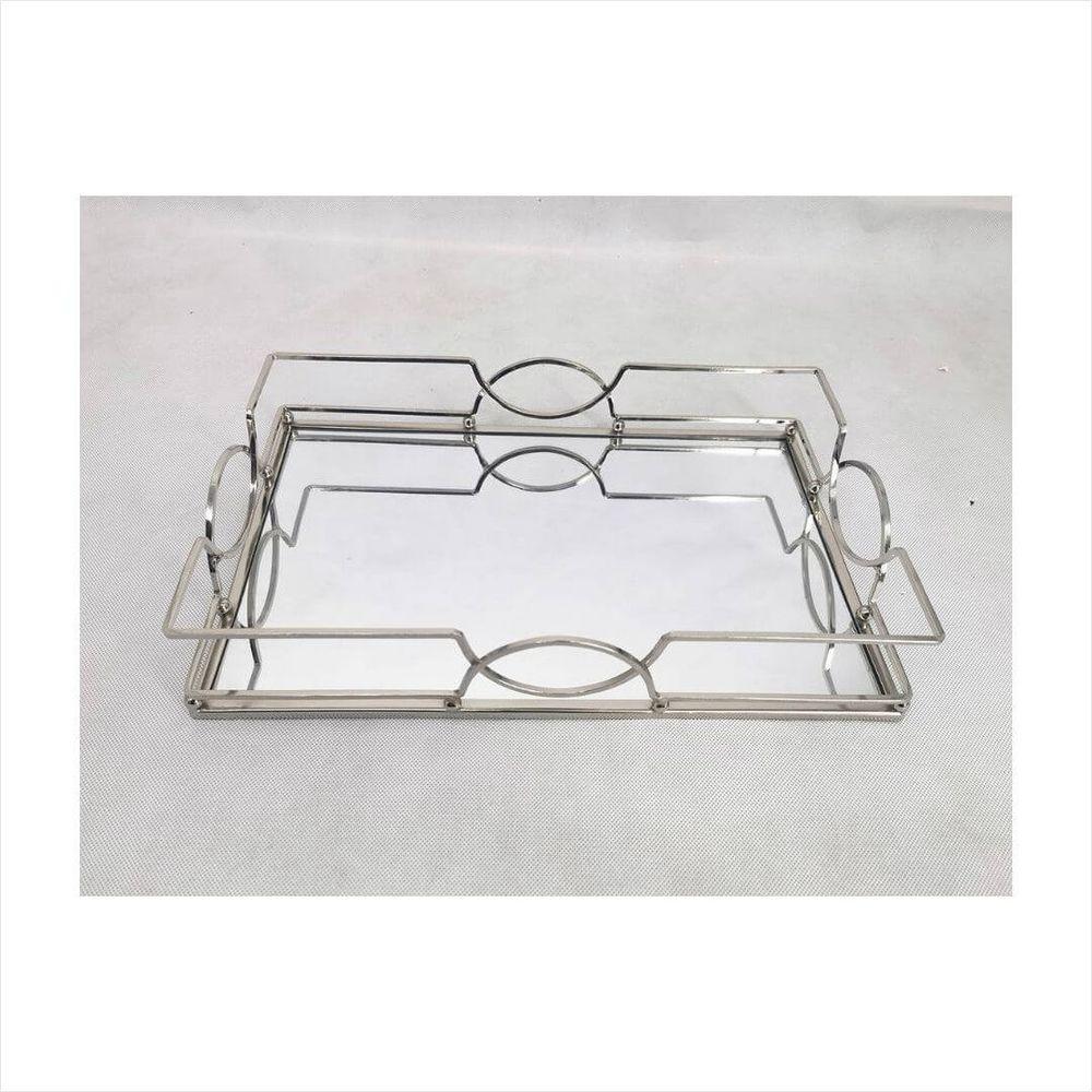 Bandeja Espelhada Prata Retangular Adely - 1