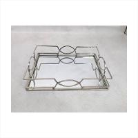 Bandeja Espelhada Prata Retangular   Adely - 1