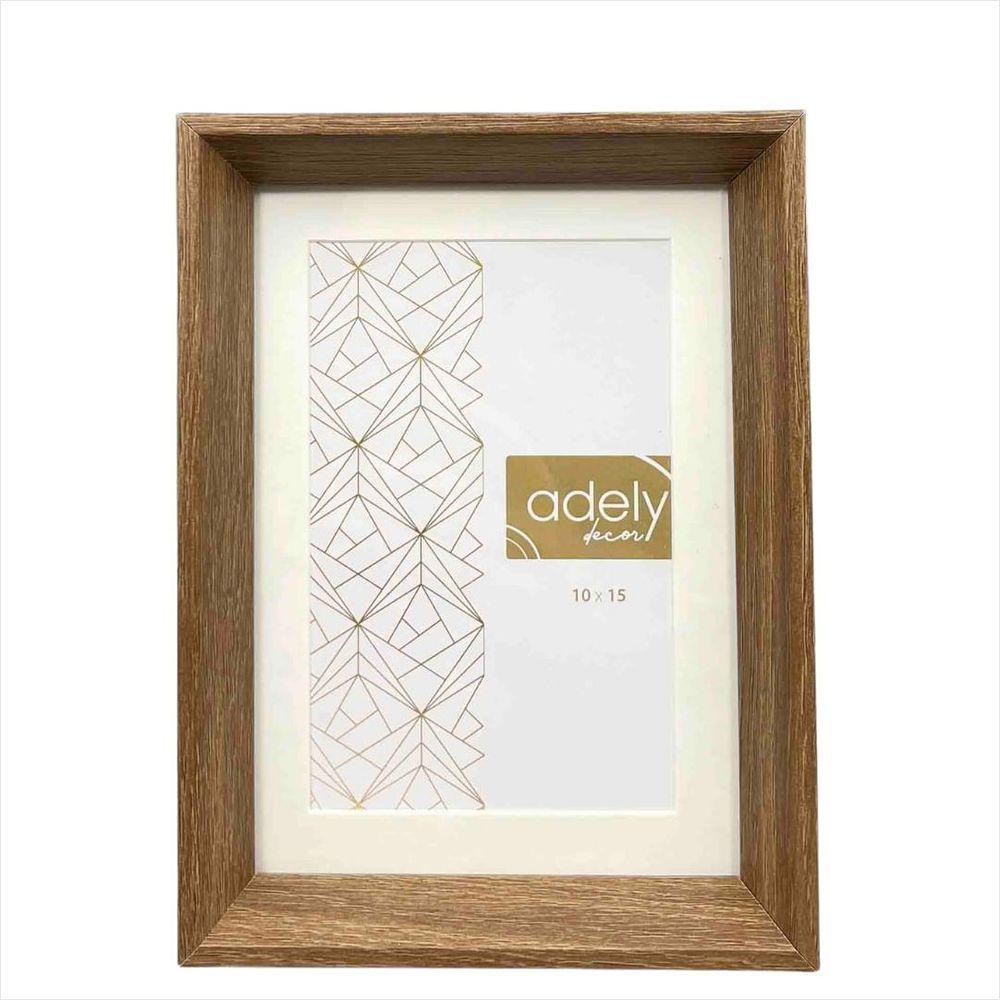 Porta Retrato Alumínio Decor Madeira Marrom 10 x 15 cm - 1