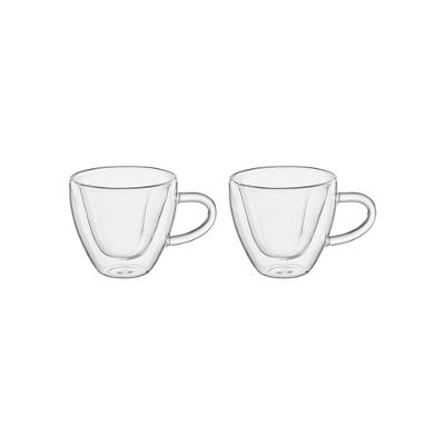 Caneca de Vidro Parede Dupla Coração 2 Peças Hauskraft