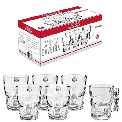 Caneca Caveira 500Ml Vidro 6 Peças Hauskraft