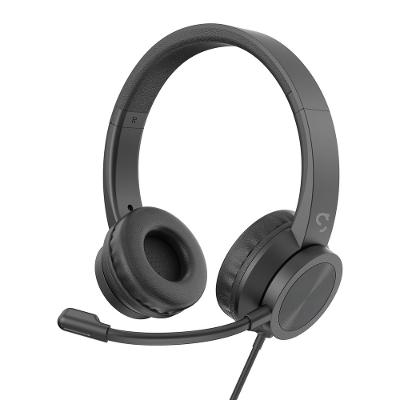Fone De Ouvido Modelo Headset Com Microfone Externo Conexão Usb Na Cor Preta GEONAV