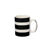 Caneca de Cerâmica Reta Faixas Preta 300 ml - 1