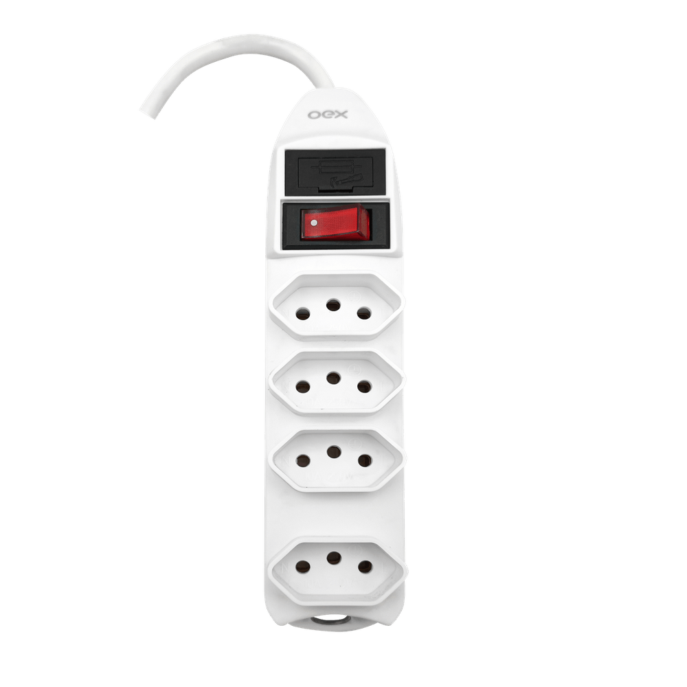 Filtro De Linha Régua Extensão 4 Entradas 1,5M Branco Tm102 OEX - 1