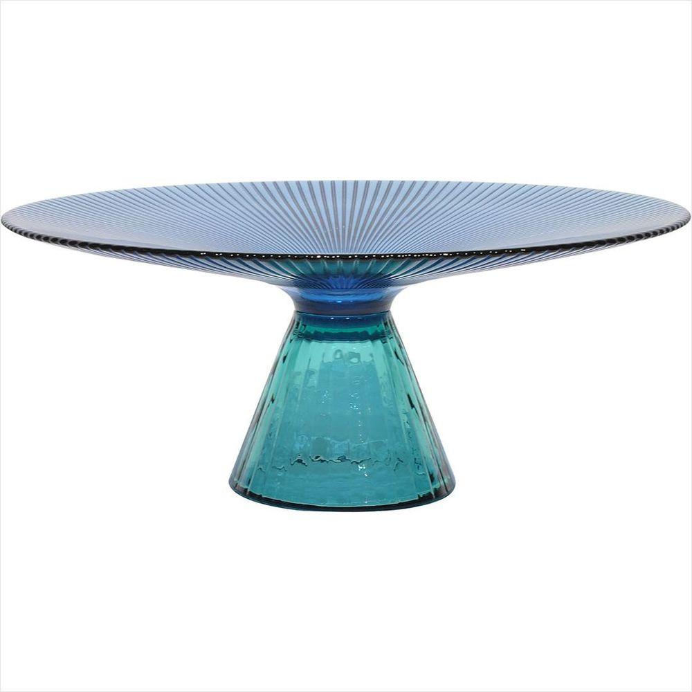 Centro Mesa Beretta Vidro Azul Com Pé - GS - 1