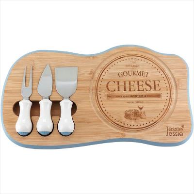 Jogo Para Queijo 2X39X22Cm Madeira Azul 4 Peças Anetto