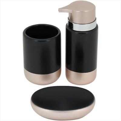 Jogo Banheiro Cerâmica Preto 3 Peças Clássico - GS