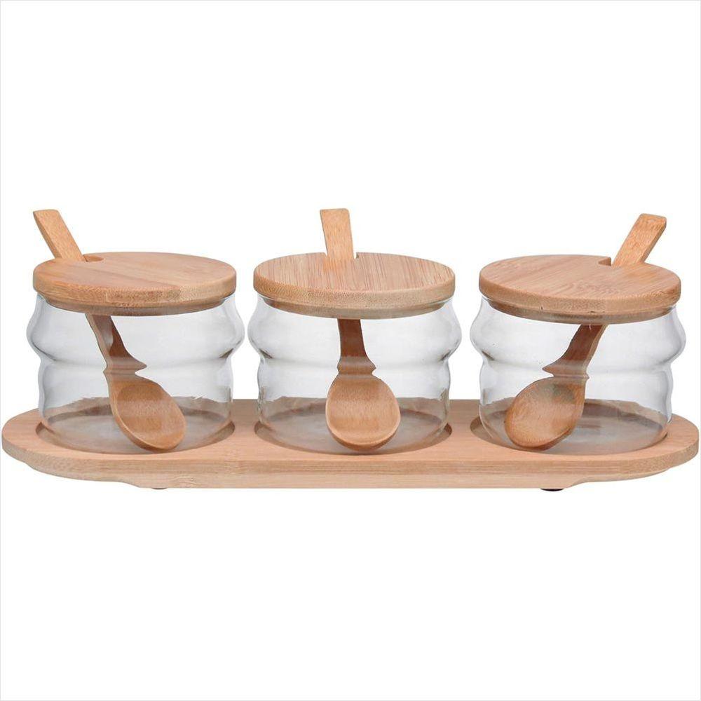 Porta Condimento Com 3 Peças Transparente Table Borosilicato 9x29x9cm - 1
