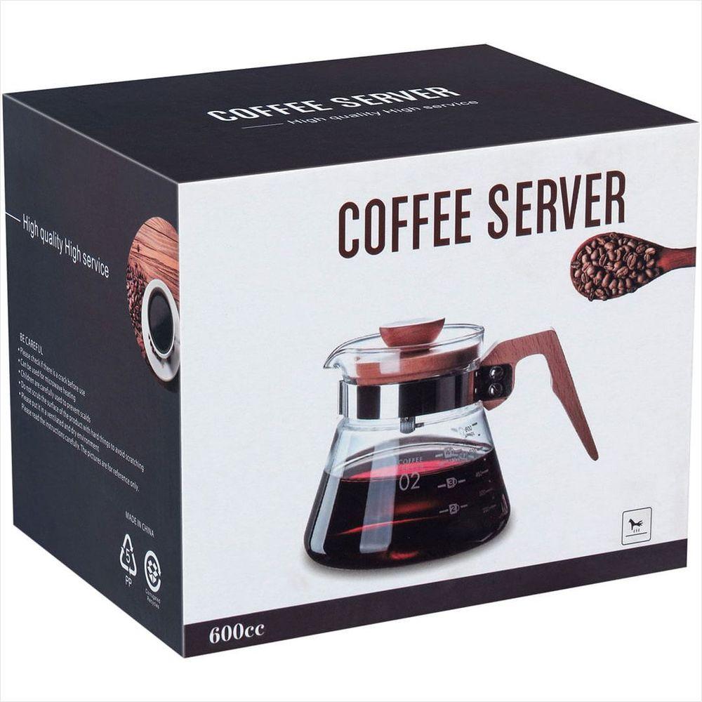 Cafeteira 12x18x18 cm 600ml Borosilicato Transparente Tampa Madeira Balzac - GS - 2