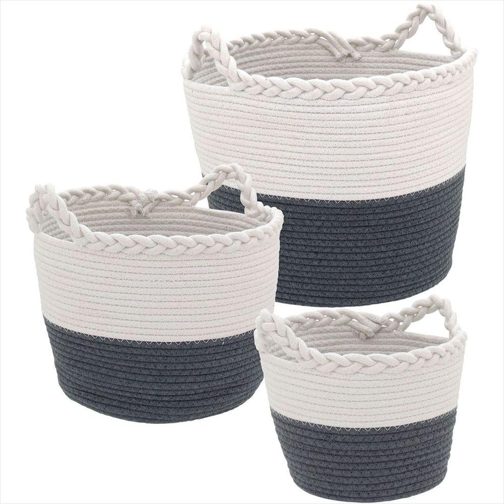 Cesta Tecido Cinza 3 Peças Caterrine - GS - 1
