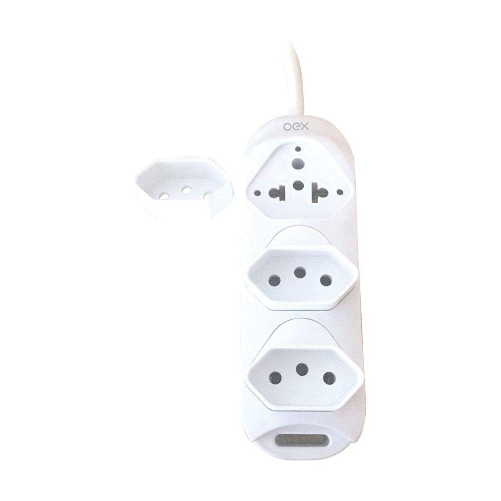 Tomada Multipla Com 3 Entradas Removíveis Oex Tm100 Branco - 3
