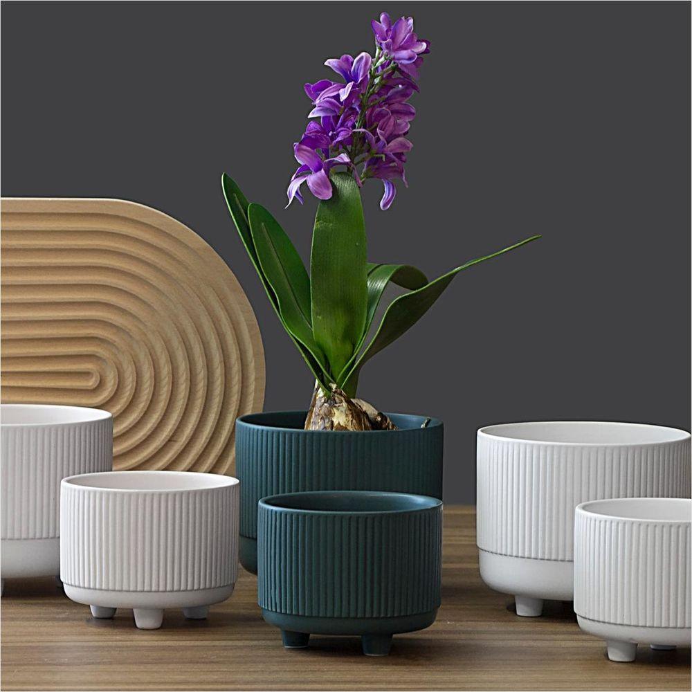 Cachepô 11x13x13cm Cerâmica Verde GS - 4