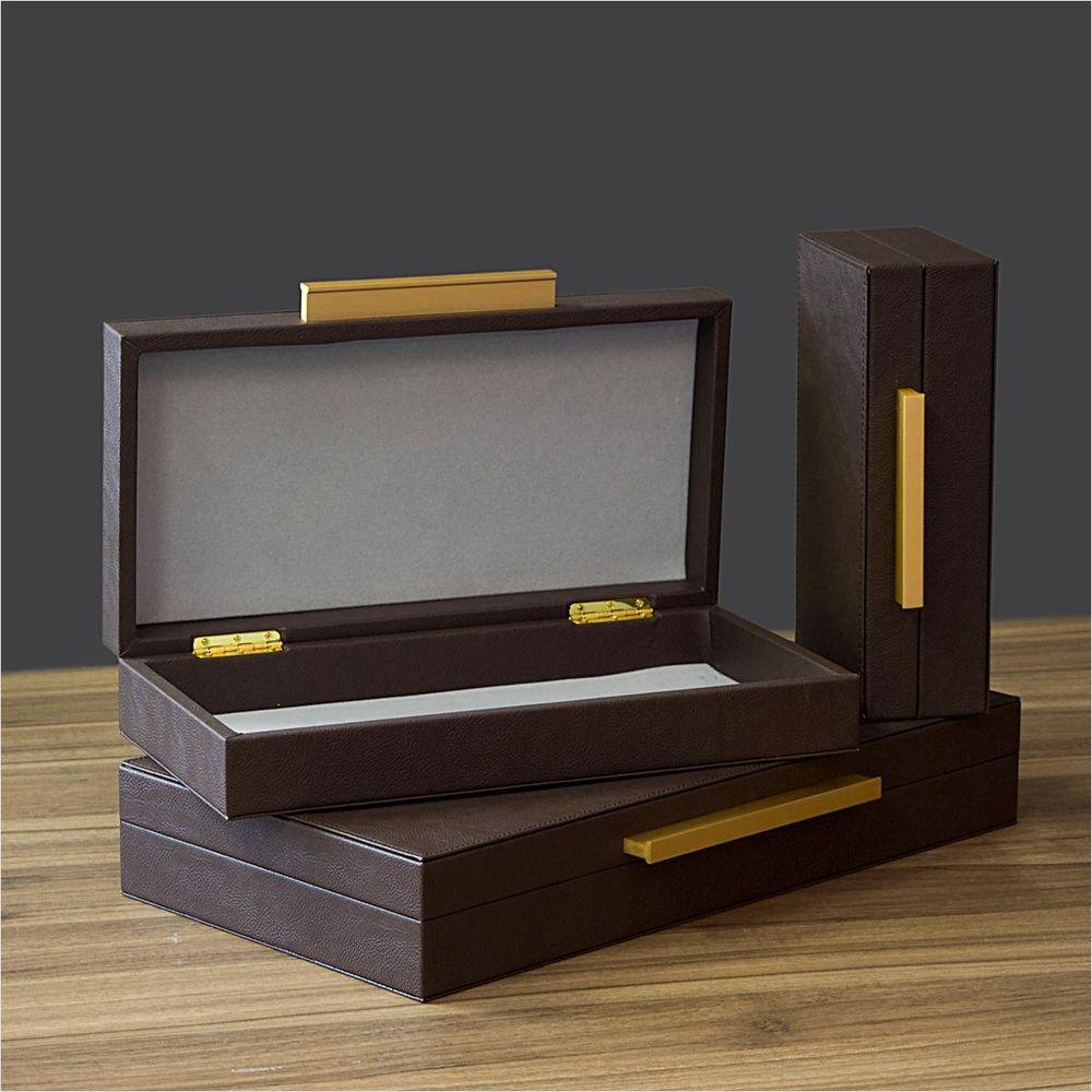 Caixa Organizadora Sintético Marrom 3 Peças - Home&amp;Co - 8