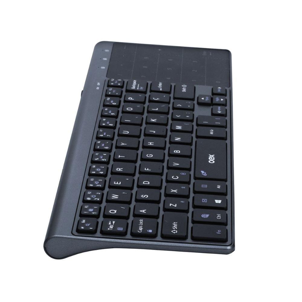 Mini Teclado Bluetooth Touchpad Oex Premium Tc503 Chumbo - 2