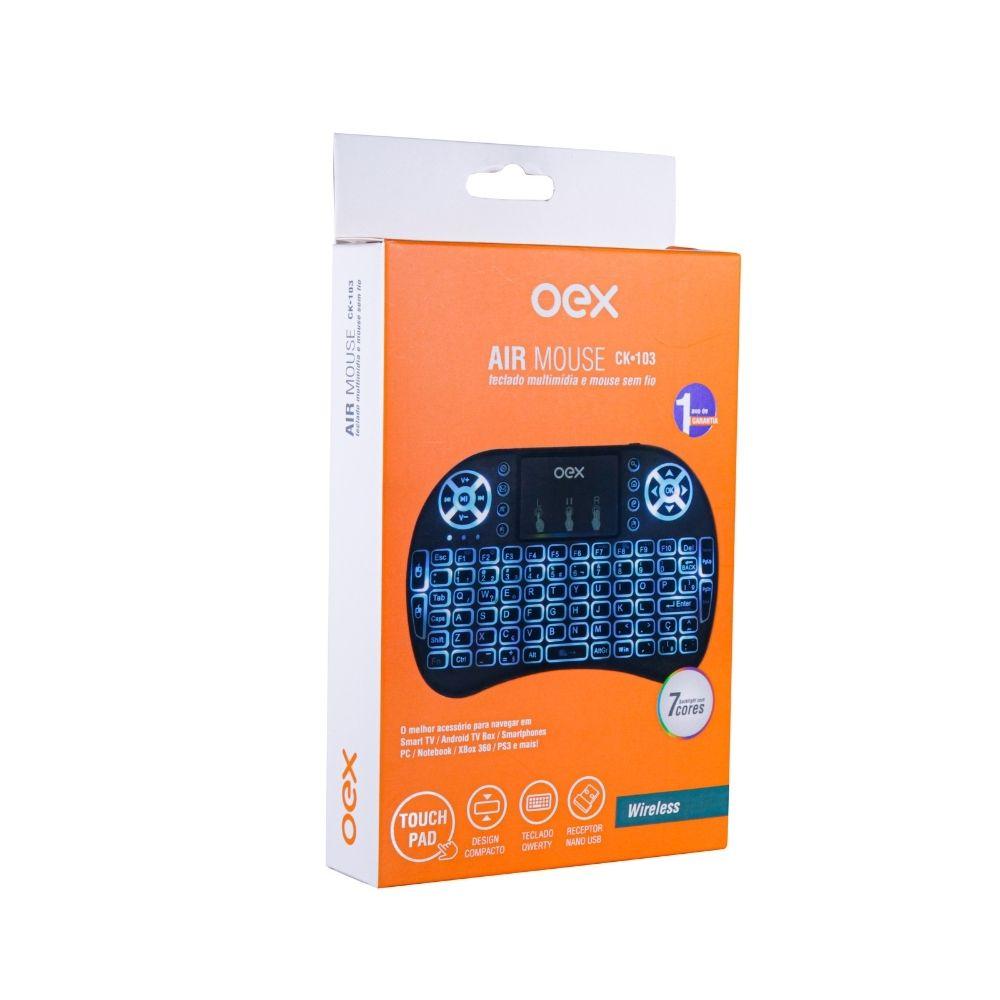 Mini Teclado Wireless Com Touch Oex Airmouse Ck103 Preto - 2