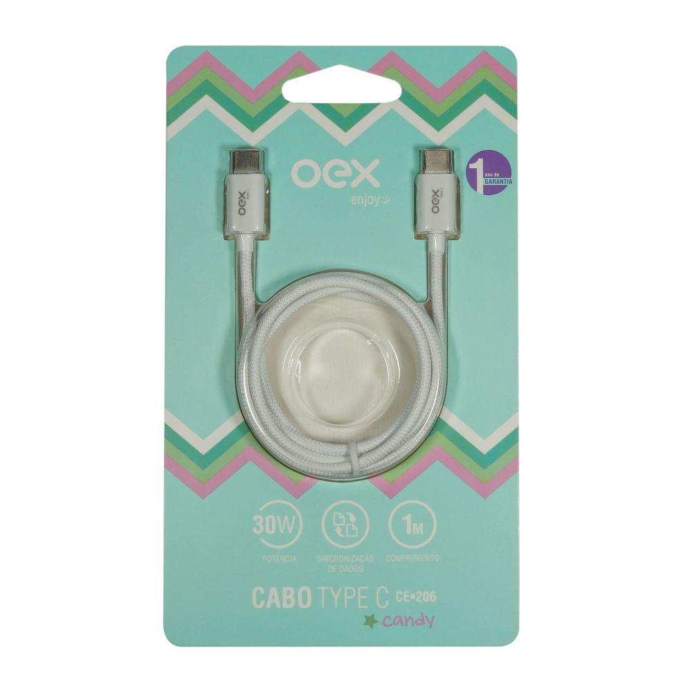 Cabo Tipo C Candy 1 Metro Branco Ce206 OEX - 2